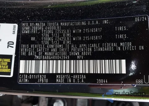 2024 Toyota Corolla Cross Hybrid Se z USA, uszkodzony, nr VIN 7MUFBABG4RV042949